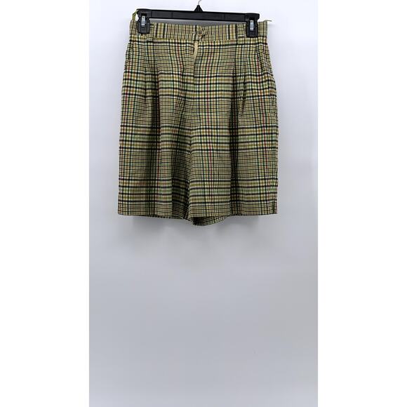HIRSCH Women's Vintage Yellow Plaid 80's High-Rise Loose-Fit Shorts SZ 6 - Picture 1 of 10